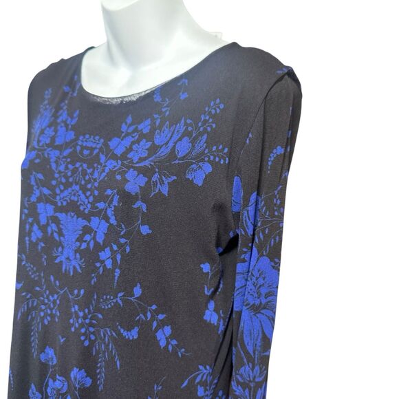 FUZZI Jean Paul Gaultier Dress Plus Size 22 Black Blue Floral Pullover Mesh NEW - Picture 6 of 13